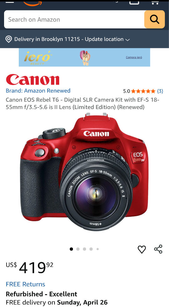 Canon EOS Rebel T5 - LIMITED EDITION Red Digital Camera Kit - photo 2