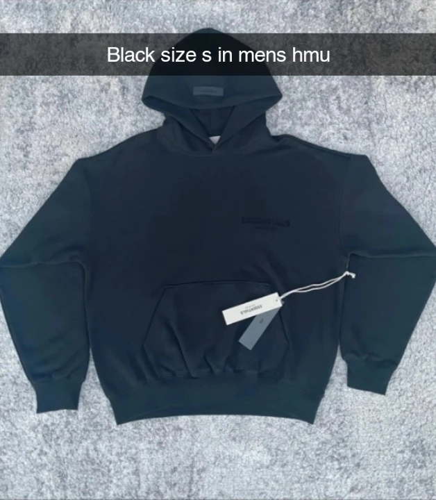 Fear of God Essentials Black Hoodie Size S