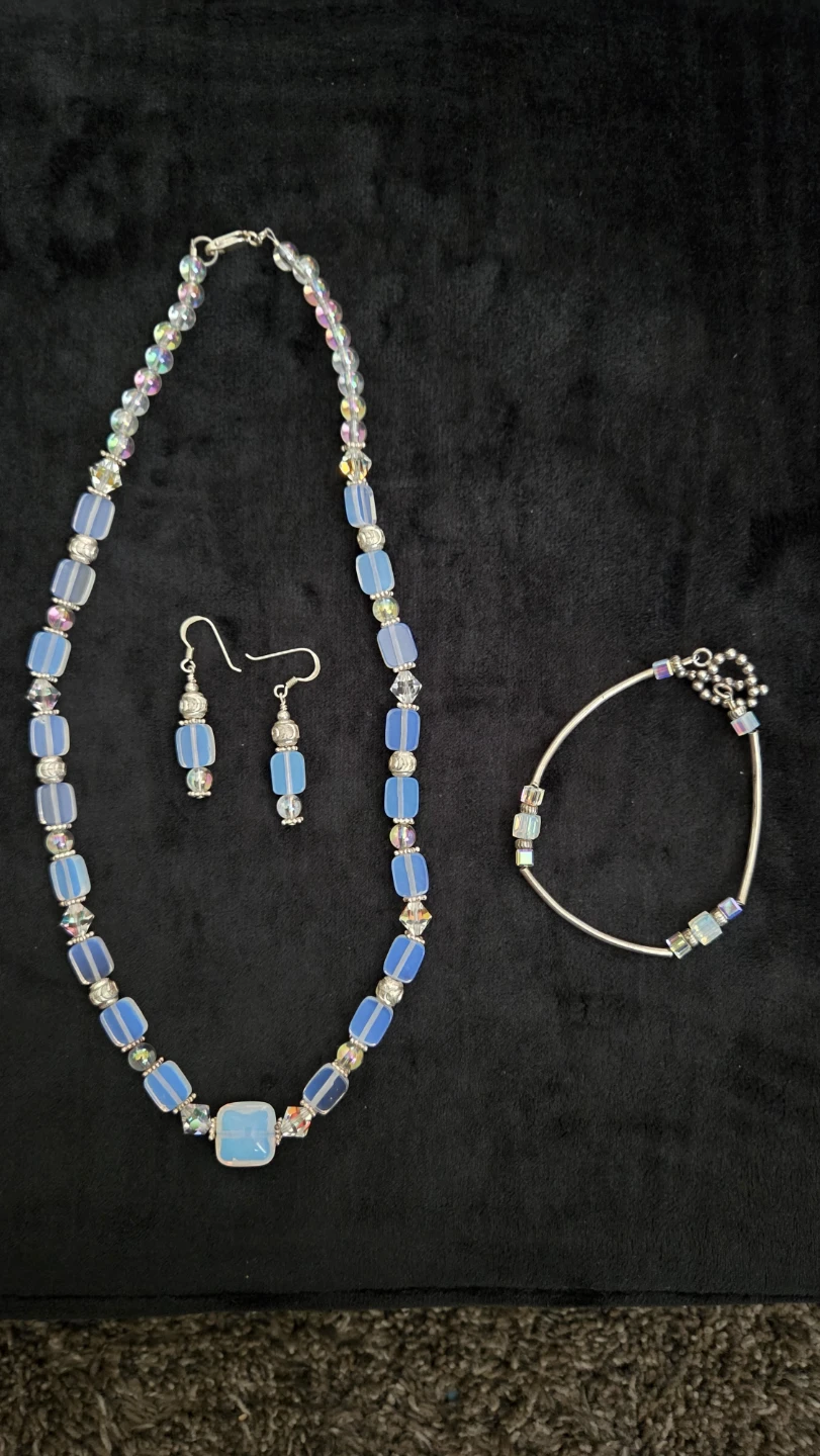 Beaded Necklace, Bracelet, and Earrings Set