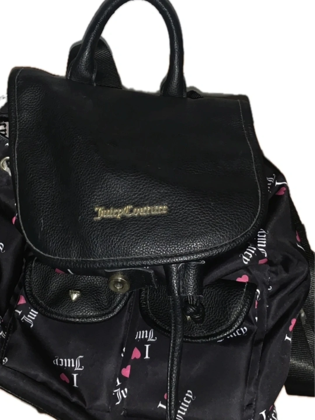 Juicy Couture Black Nylon Backpack with "I Love Juicy" Print