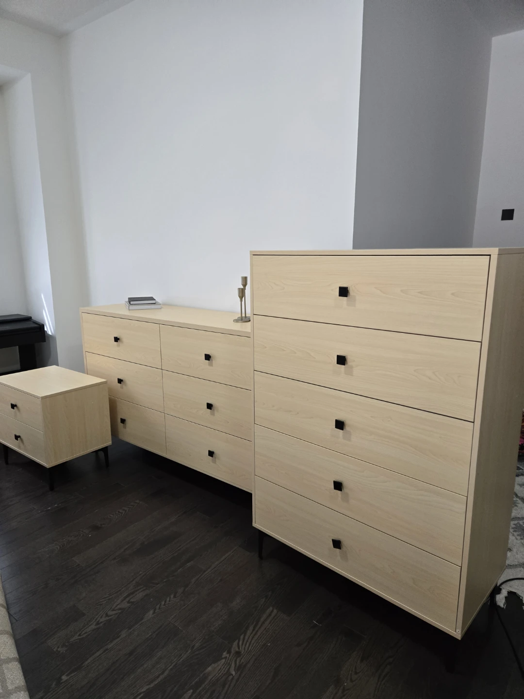 Light Wood Dresser,   chest and night stand