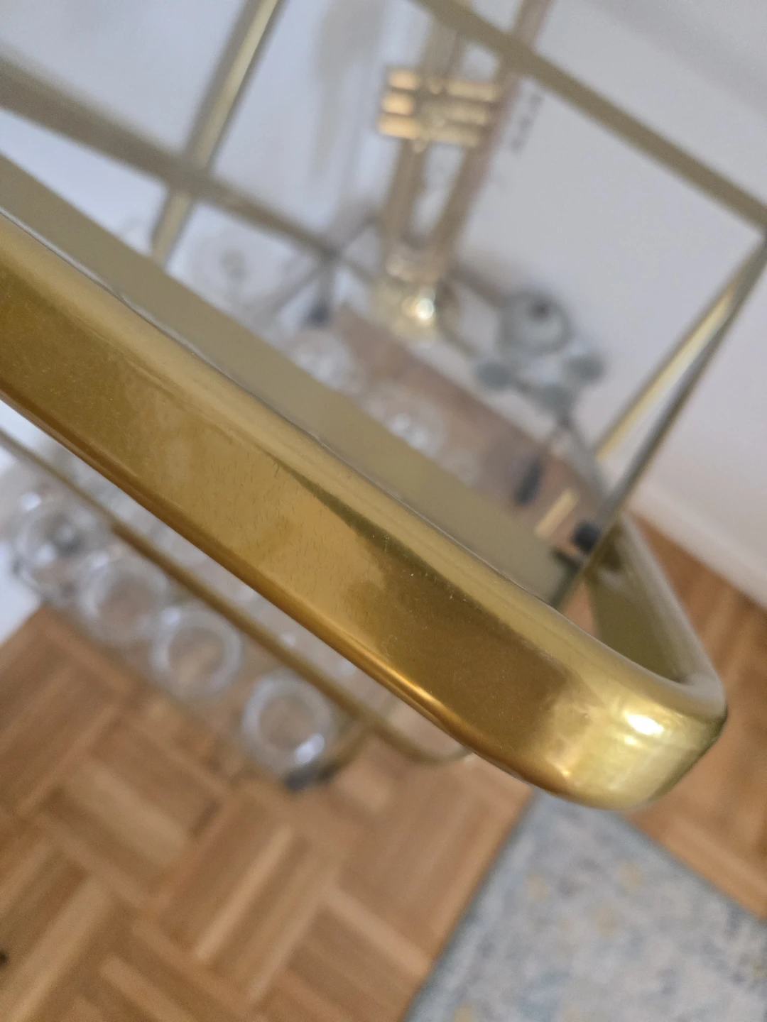 Gold Bar Cart with Glass Shelves - photo 4