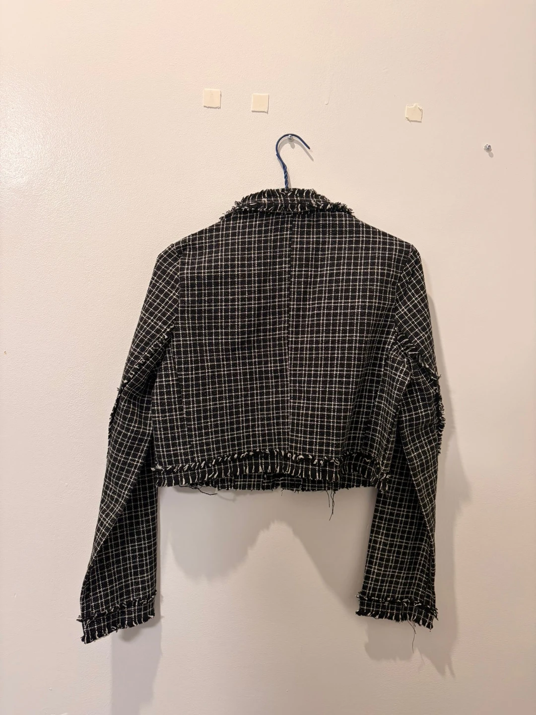 Forever 21 Women's Black and White Plaid Cropped Blazer Size S - photo 2