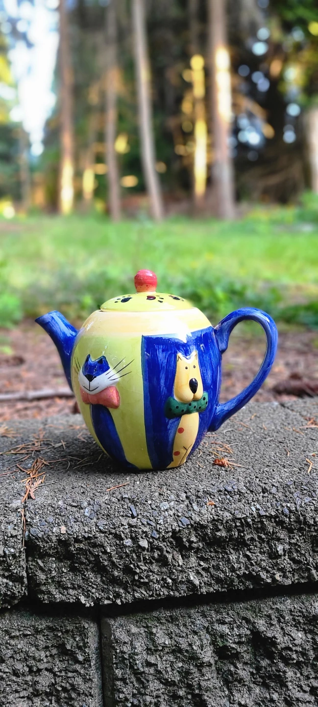 Cute Hand-Painted Cat & Dog Teapot