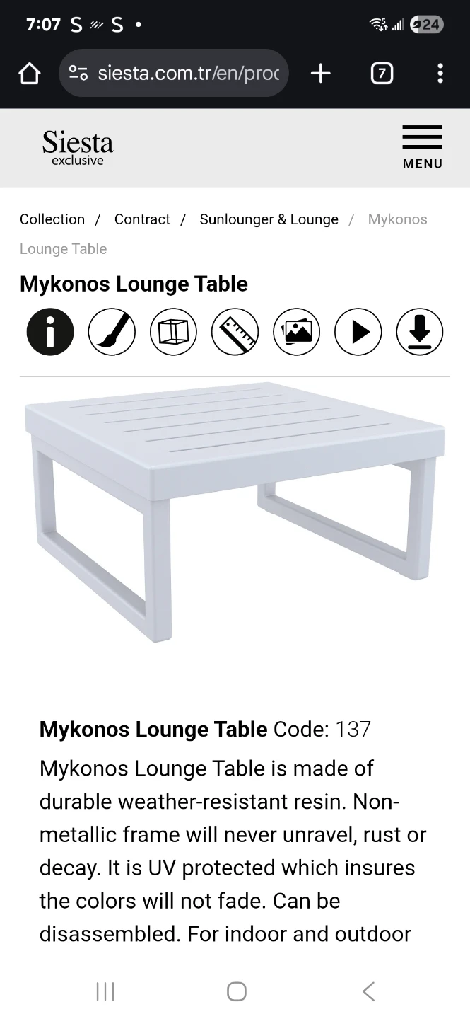Siesta Mykonos Lounge Table - White - photo 2
