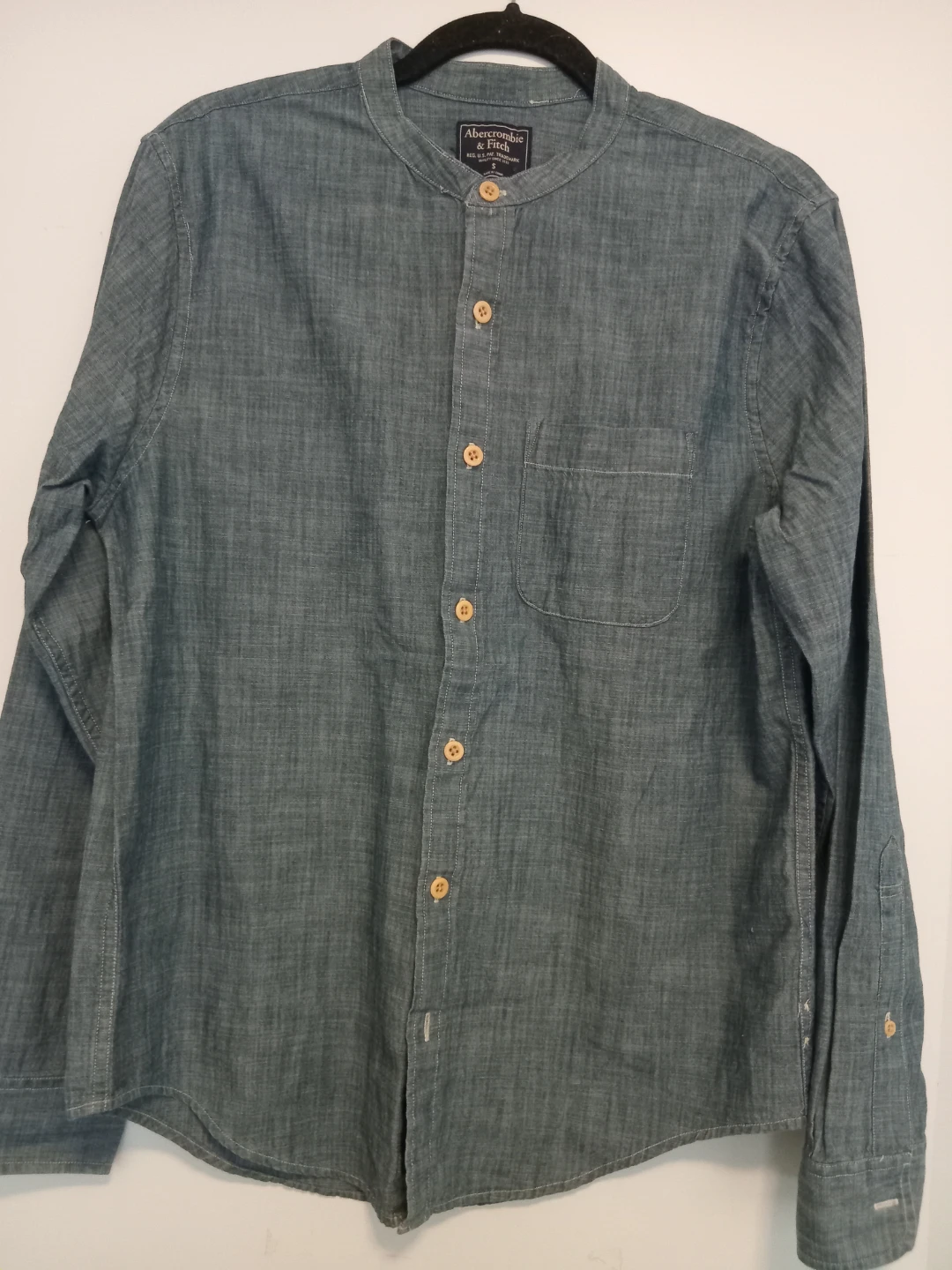 Abercrombie & Fitch Blue Band Collar Shirt Size S