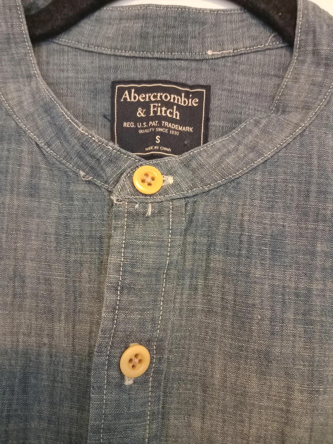 Abercrombie & Fitch Blue Band Collar Shirt Size S - photo 2