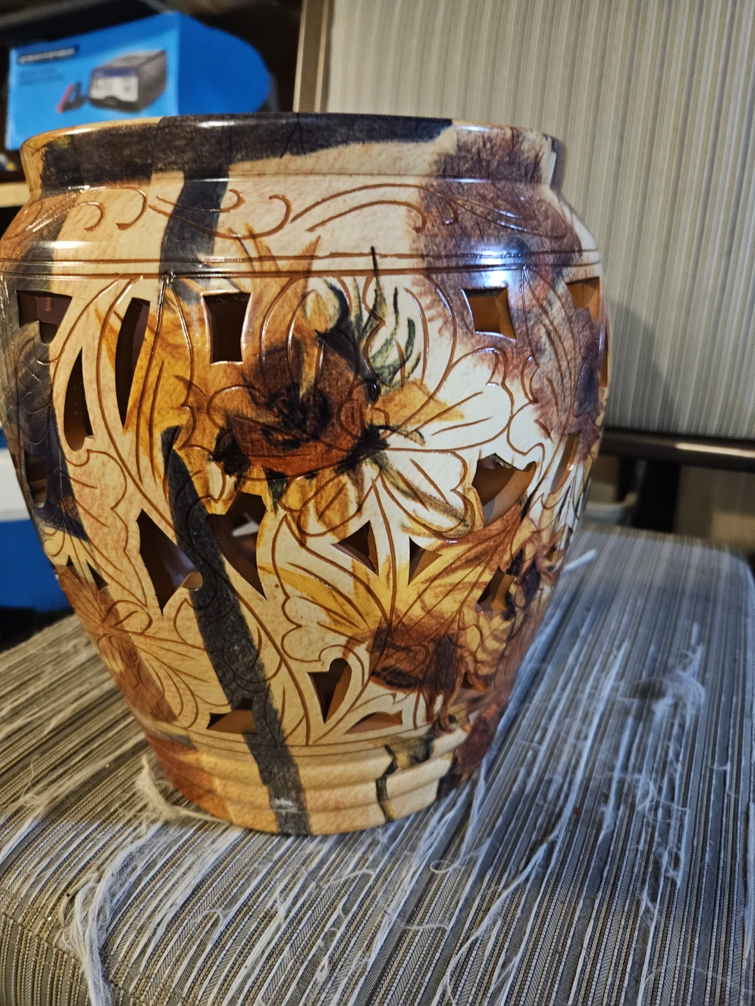 Decorative Ceramic Vase with Cutout Floral Design - photo 2