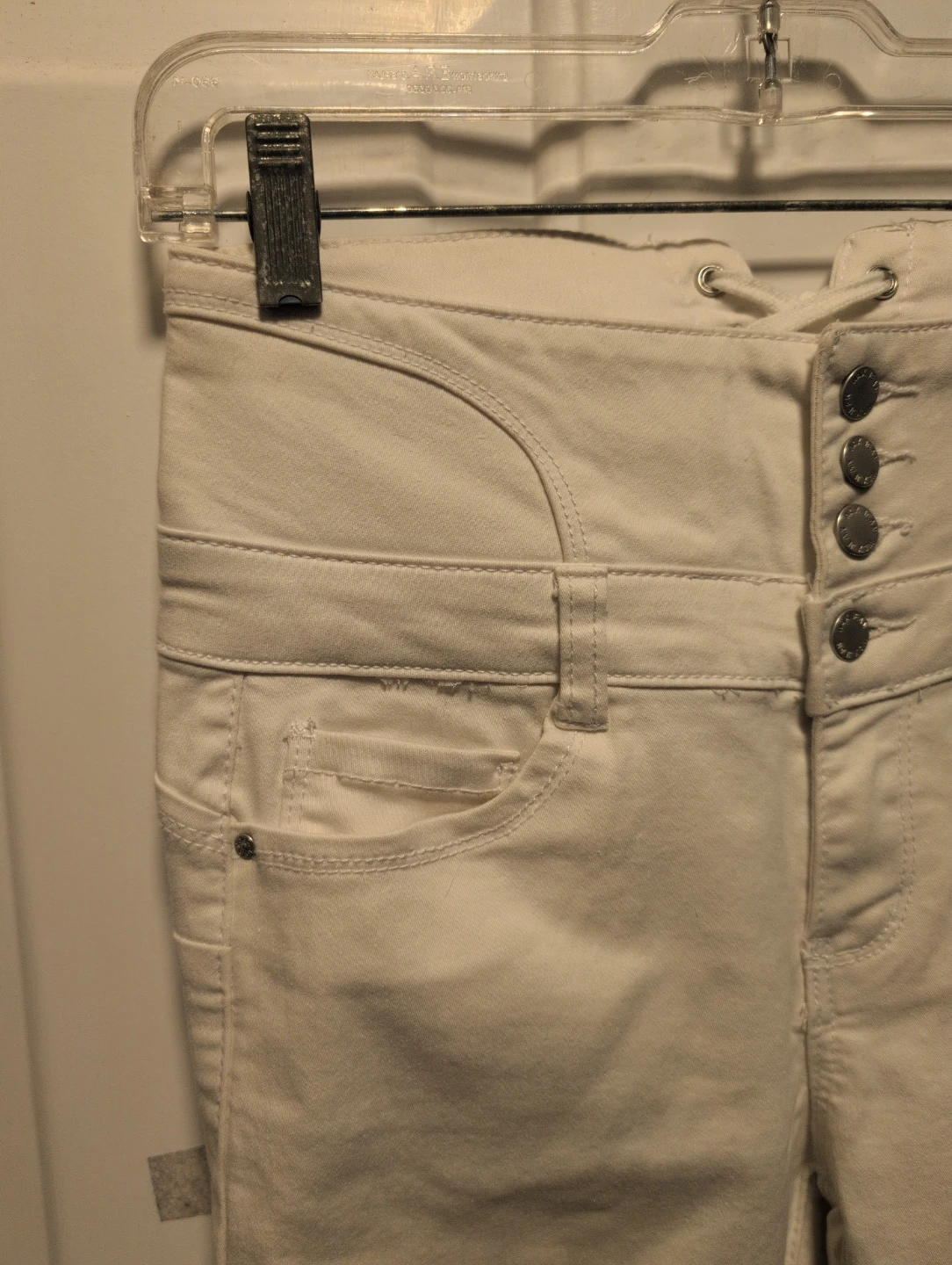 White High-Waisted Lace-Up Skinny Jeans - photo 2