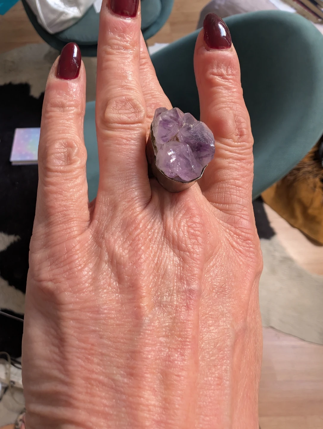 Amethyst Cluster Crystal Ring - Adjustable Size - photo 2