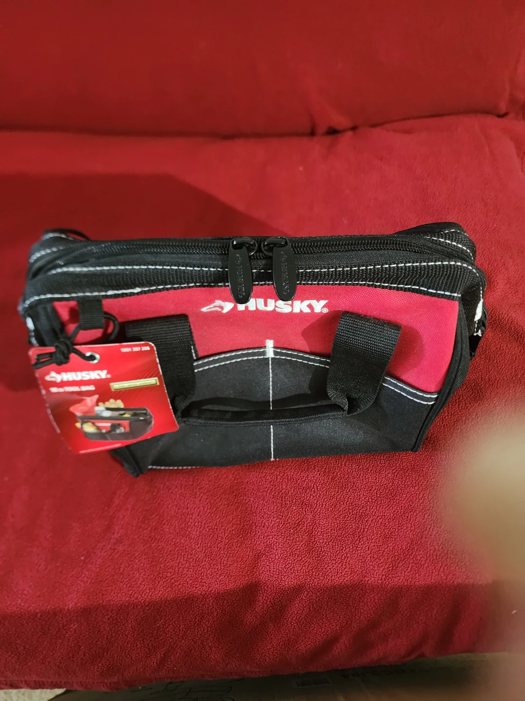 Husky 10-Inch 4 Pocket Zippered Red and Black Tool Bag - photo 3