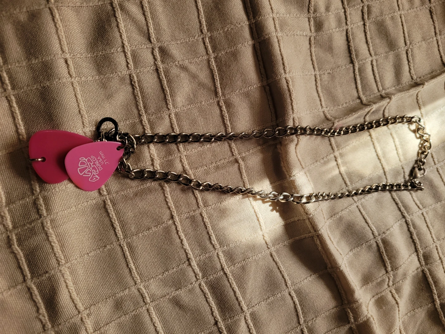 Pink Guitar Pick Necklace