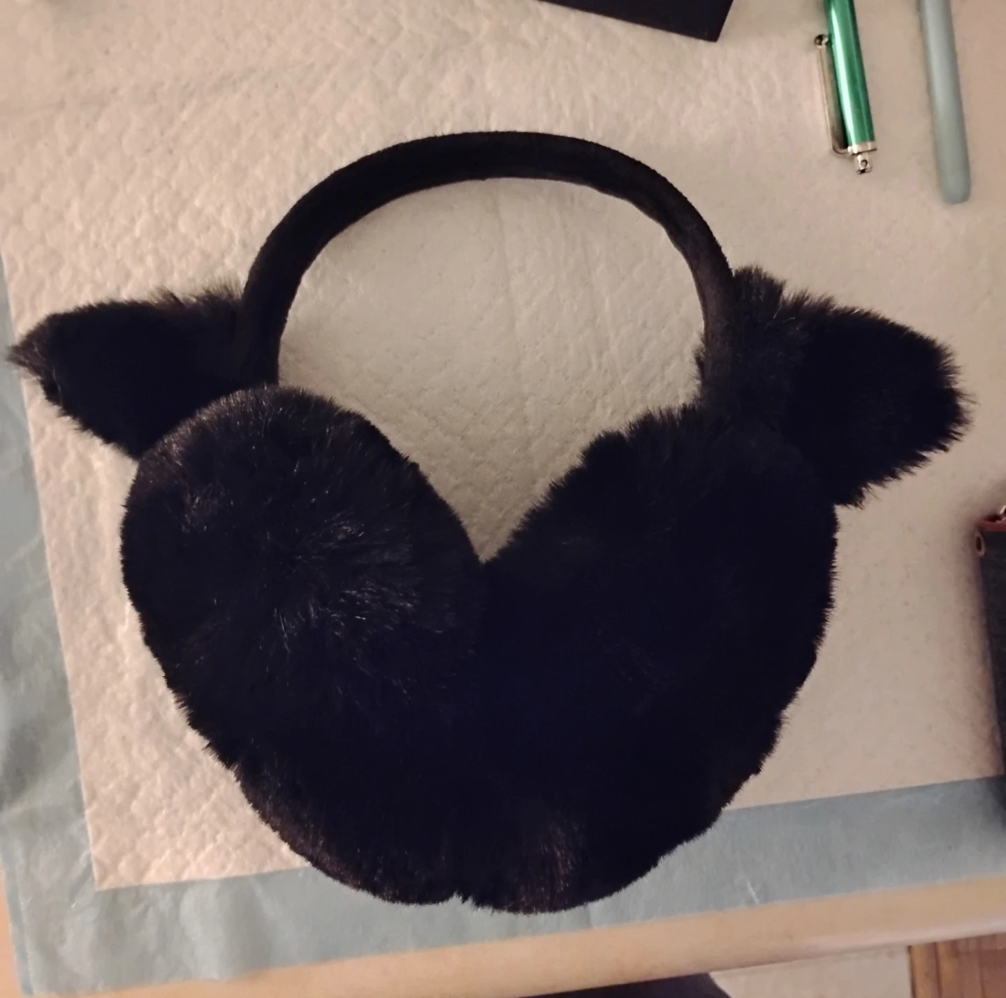 Black Faux Fur Earmuffs /Meow-Muffs