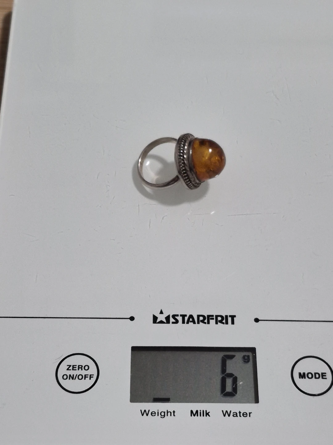 Amber and Silver Ring