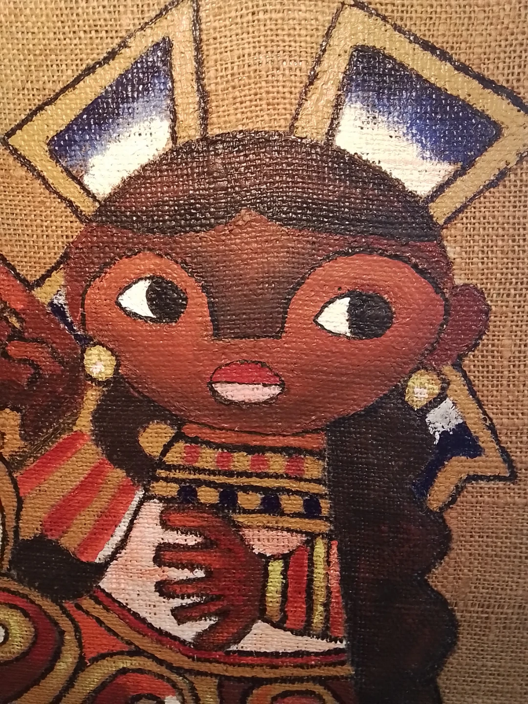Vintage 1974 Mid-Century Modern Burlap Painting - photo 4