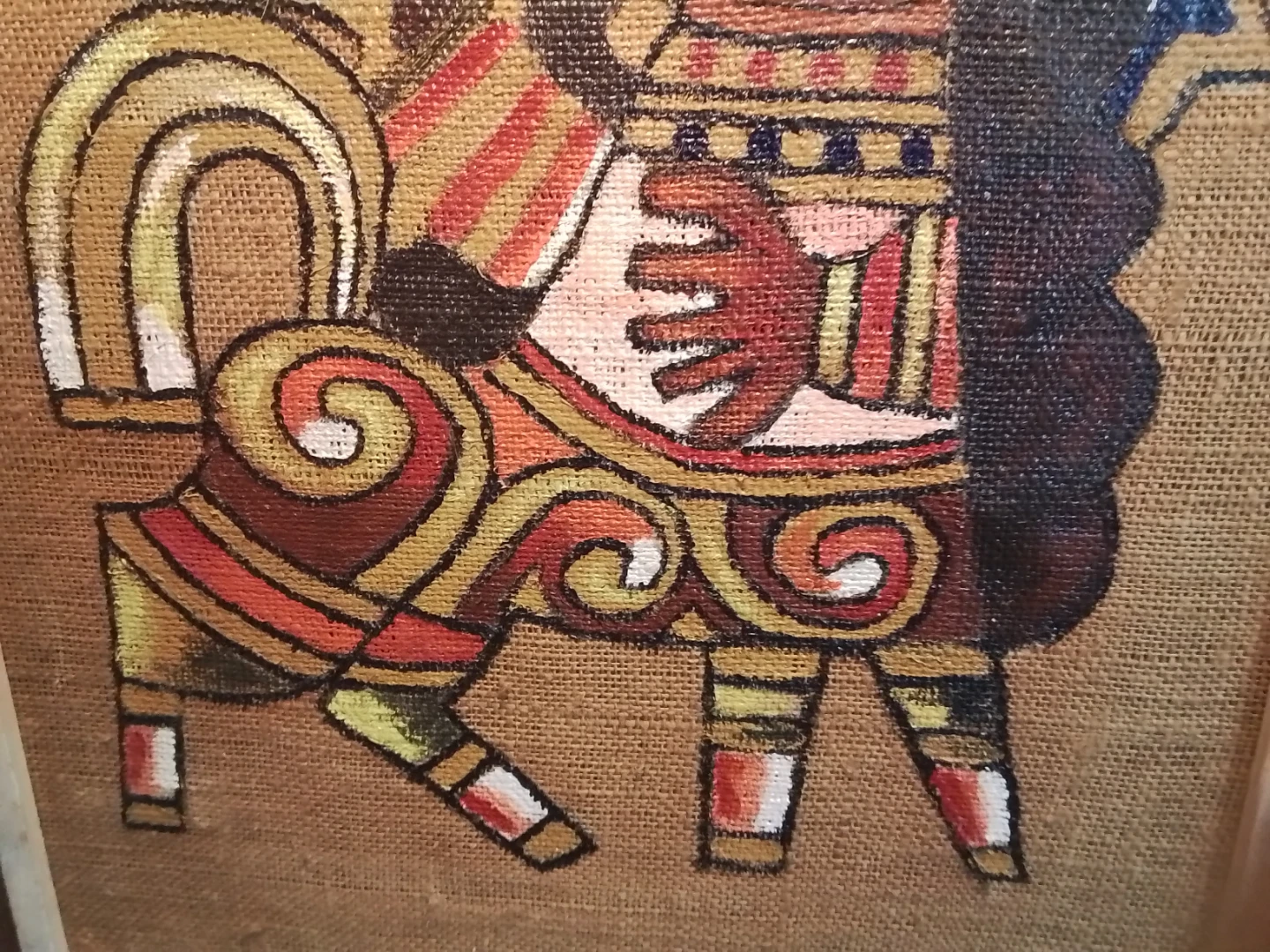 Vintage 1974 Mid-Century Modern Burlap Painting - photo 5