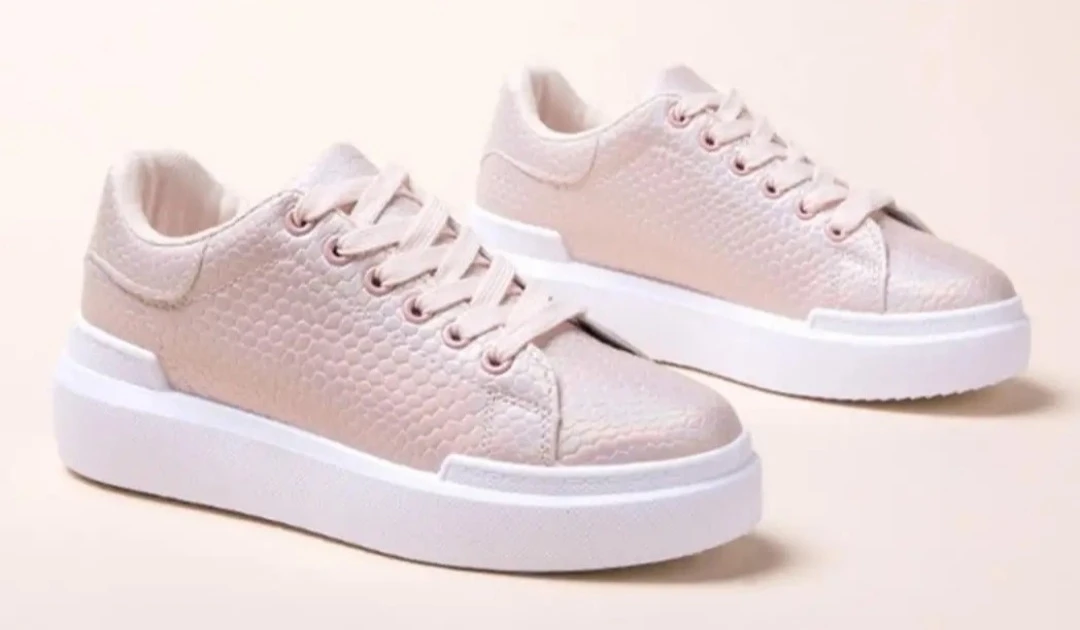 Women's Pink Snake Print Sneakers