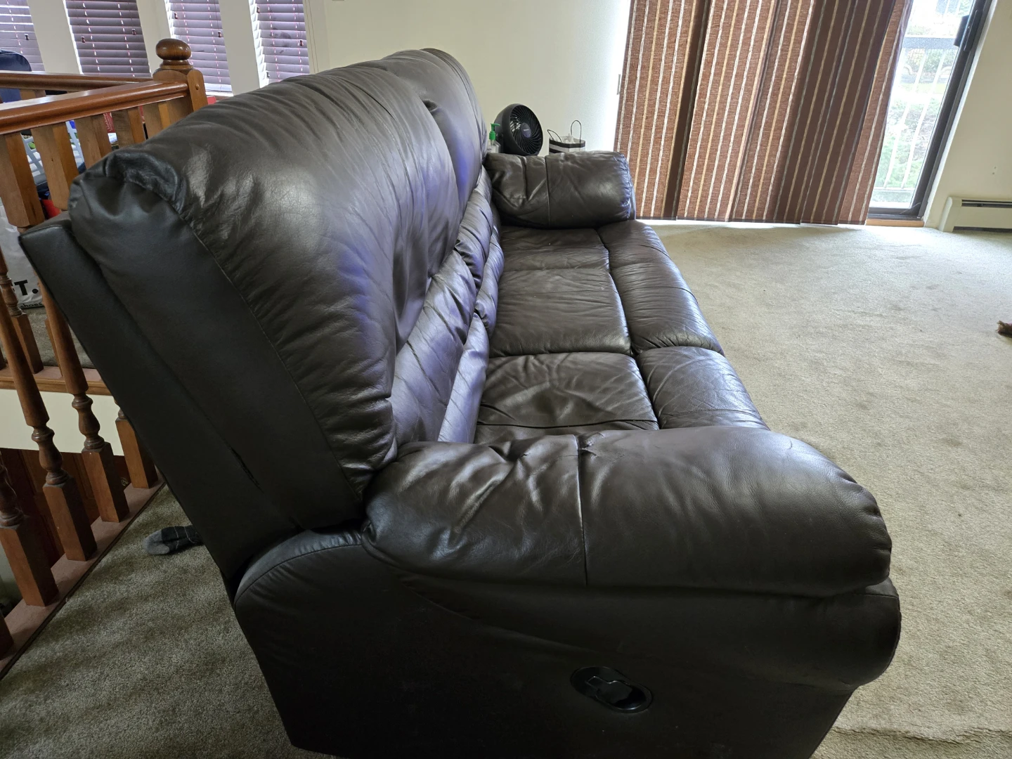 Brown Faux Leather Reclining Sofa - photo 2