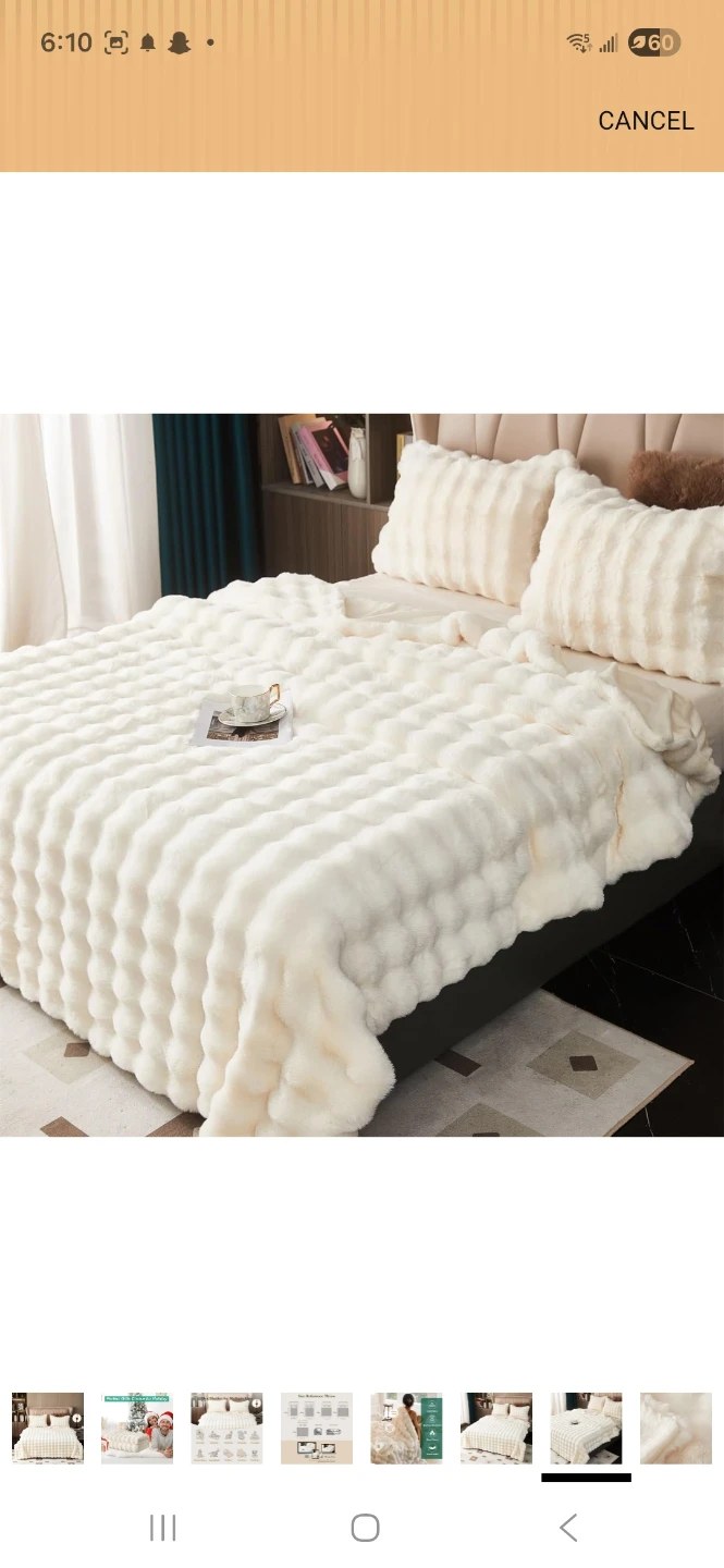 Cozy Cream Faux Fur Rabbit Plush Blanket - photo 5
