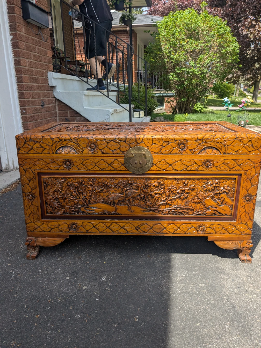 Carved Wooden Chest Trunk