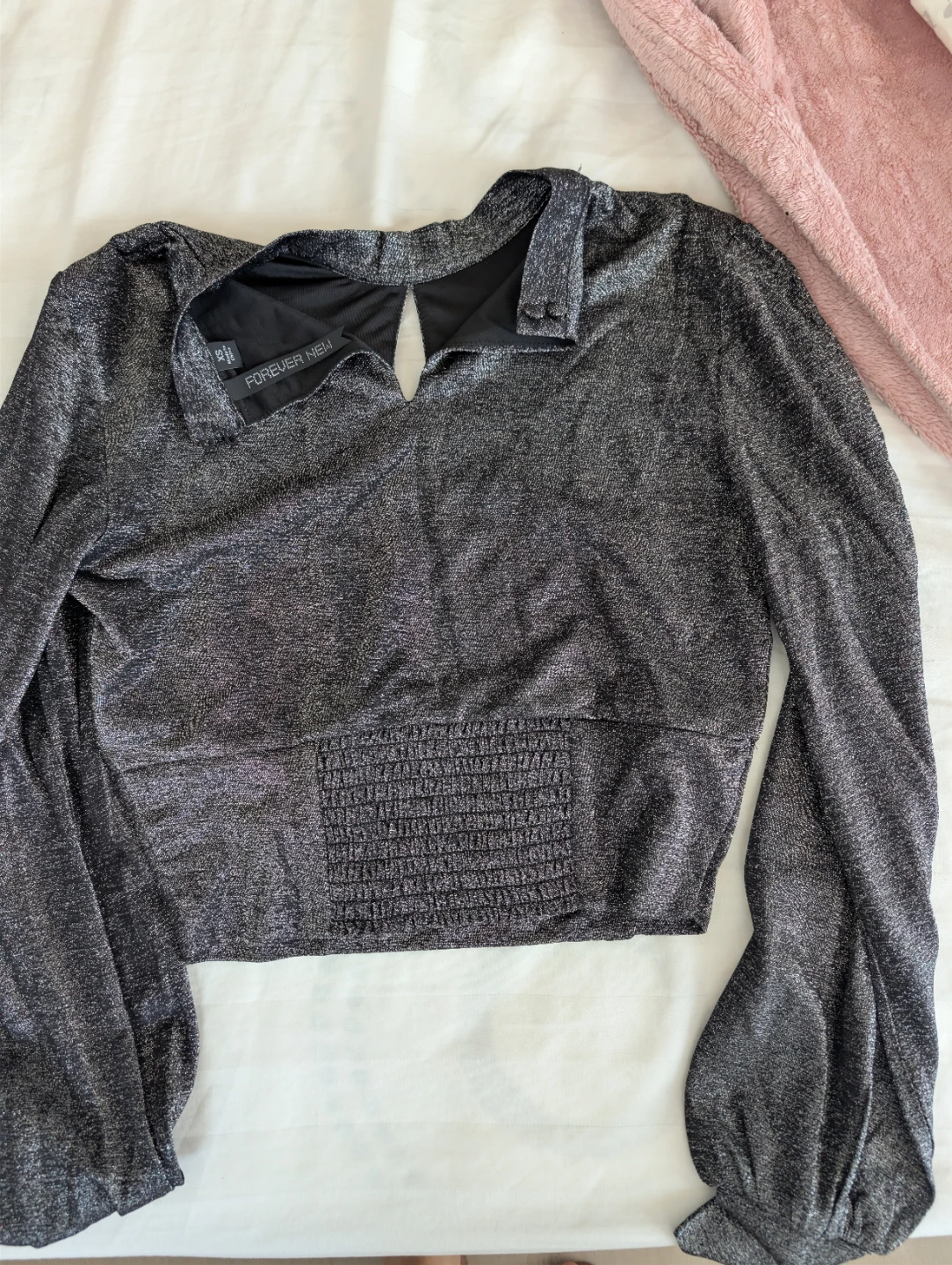 Ever New Sparkly Cropped Long Sleeve Top
