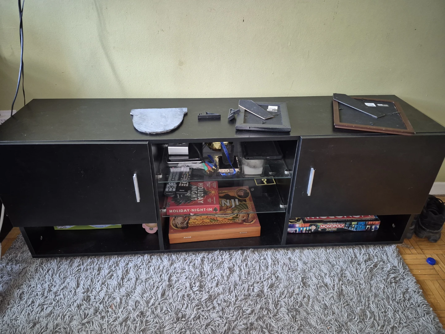 Black Media Console TV Stand