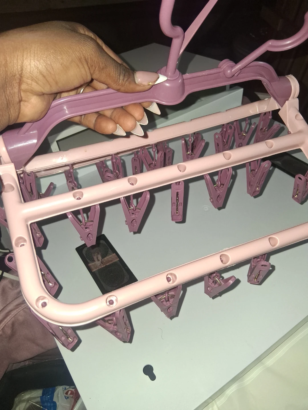 Pink Clothes Drying Hanger with Clips - photo 2