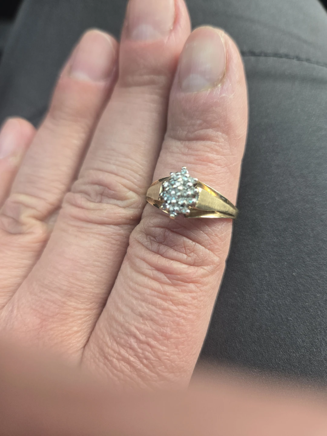 Gold Diamond Cluster Ring vintage - photo 3