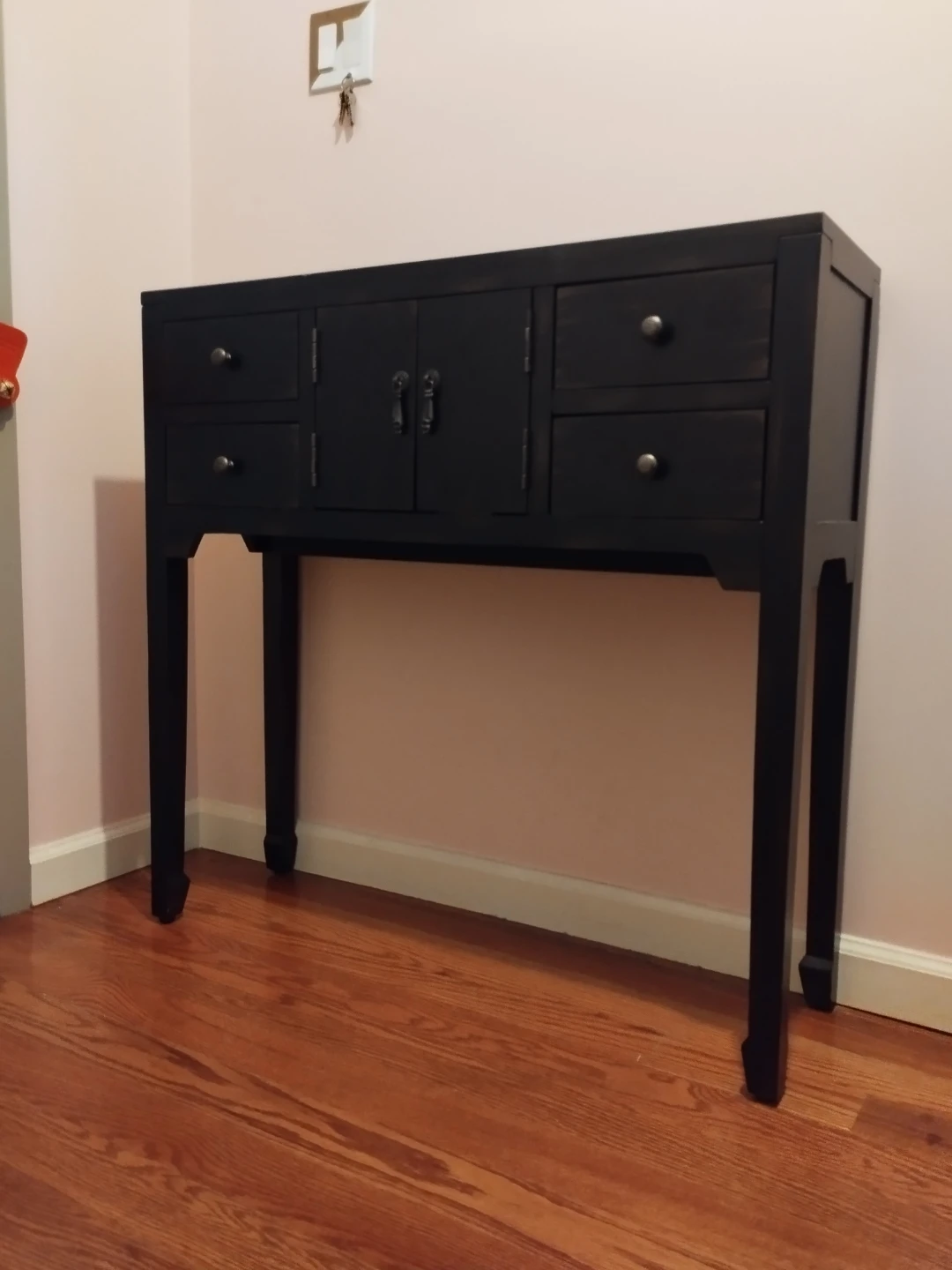 Black Entry Console Table with Drawers and Cabinet