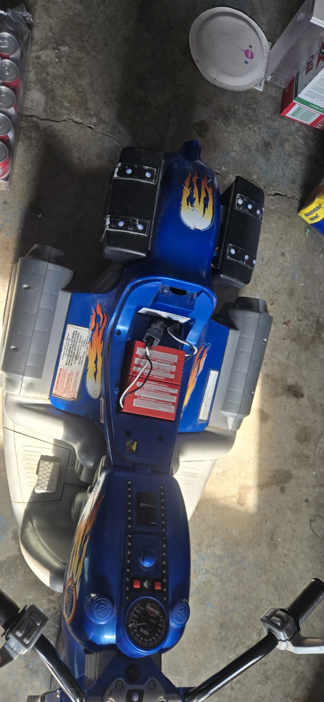 Blue Ride-On Motorcycle with Flames - photo 2