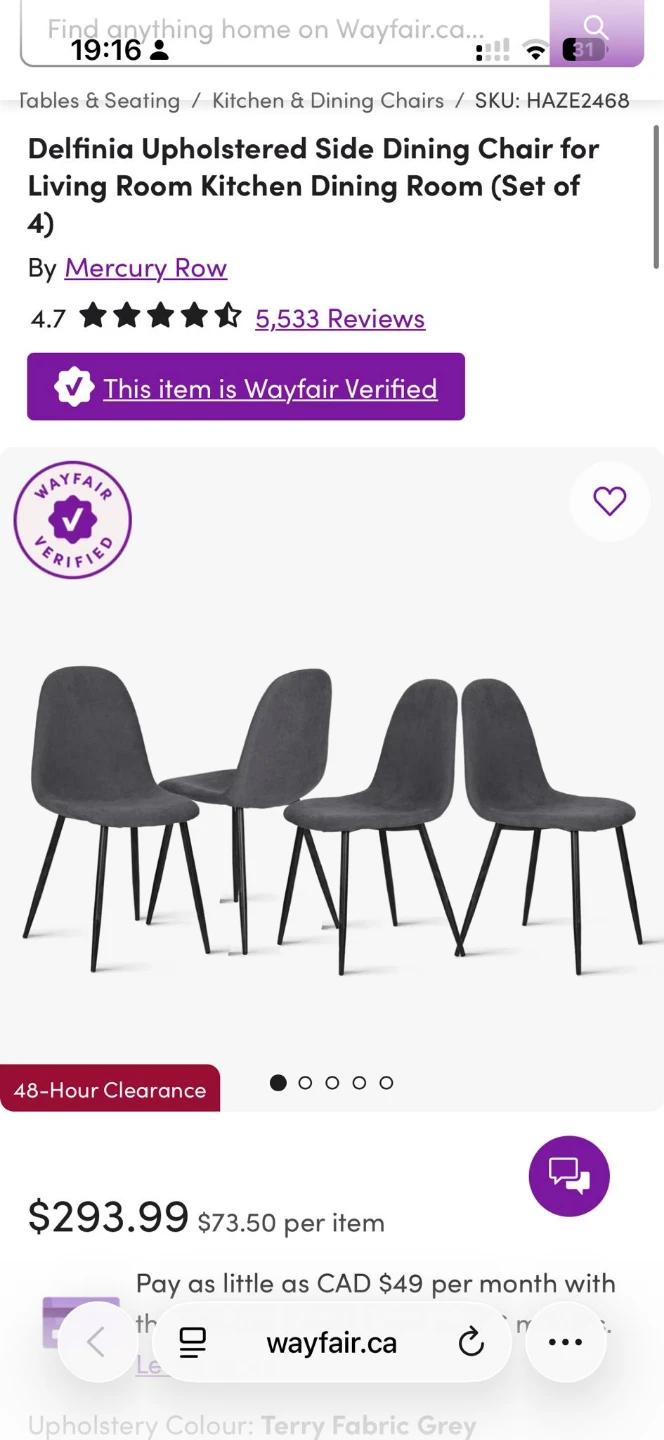 Mercury Row Delfinia Upholstered Dining Chairs - Set of 4