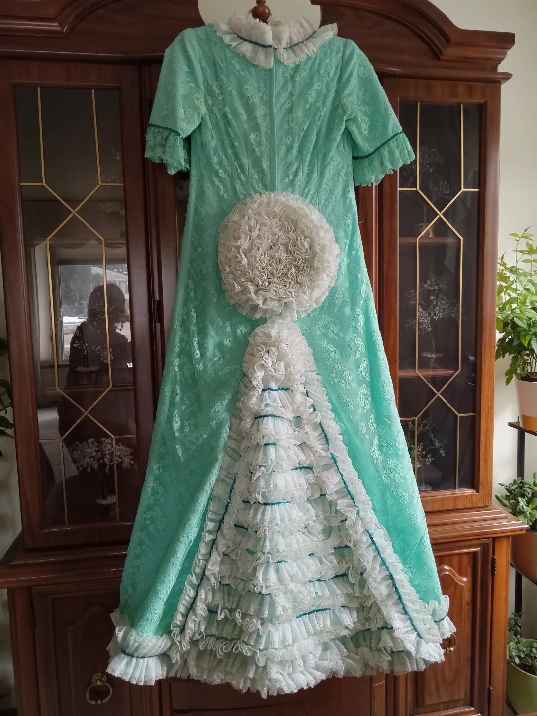 Vintage Mint Green Lace Ruffle Maxi Dress - photo 3