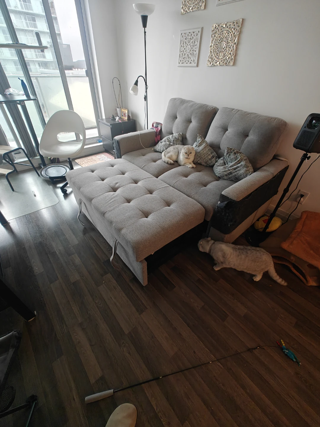 Grey Loveseat Bed with Tufted Back - photo 3
