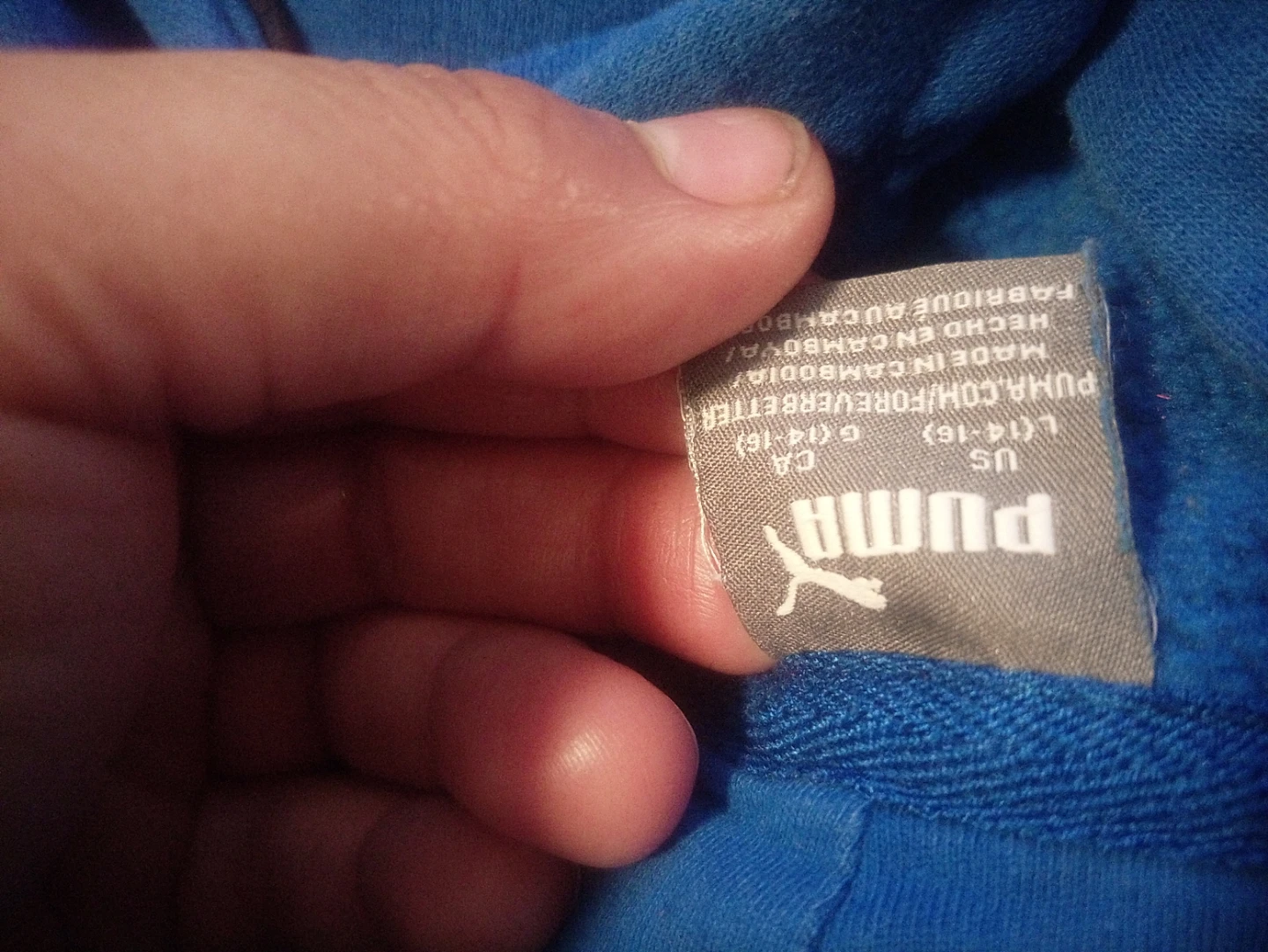 Puma Blue Hoodie with Logo - Size L(14-16)