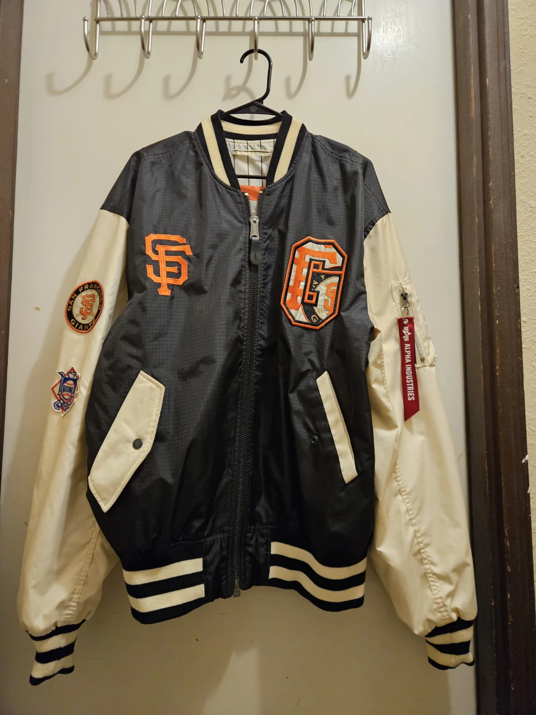 Men New Era Reversible San Francisco Giants Bomber Jacket Size L