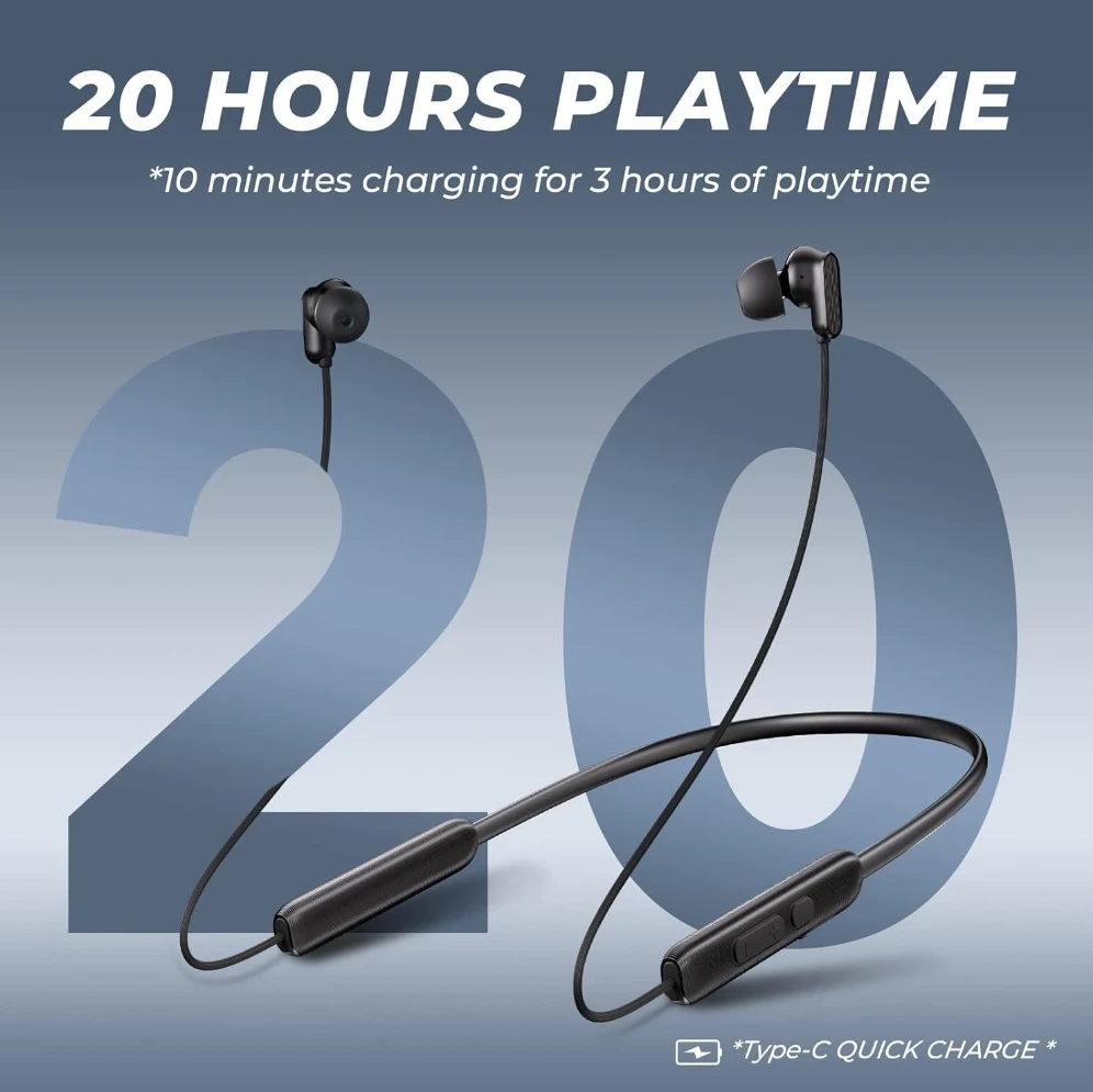 Black Neckband Wireless Earbuds with IPX7 Waterproof - photo 2