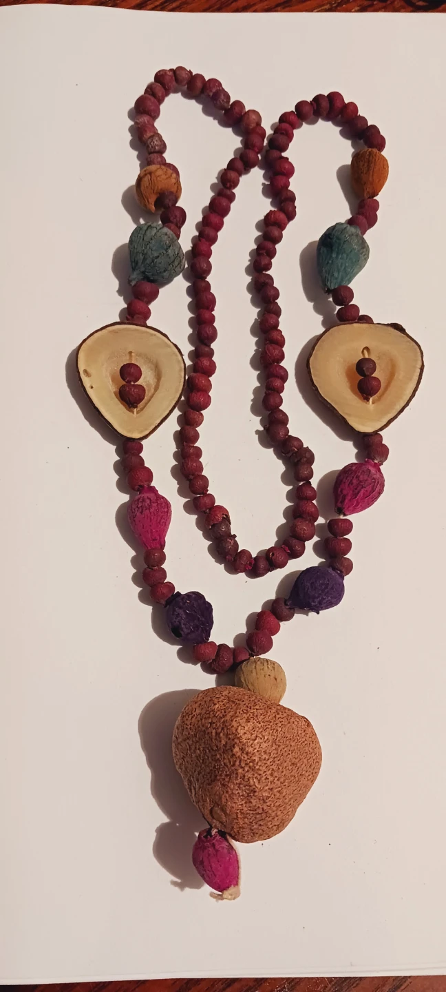 Handmade African Seed & Wood Beaded Necklace - photo 3