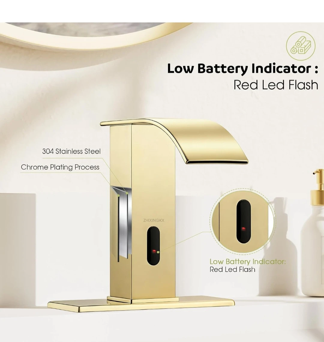 ZHIXINGKXX Gold Waterfall Faucet - Sensor Activated - photo 4