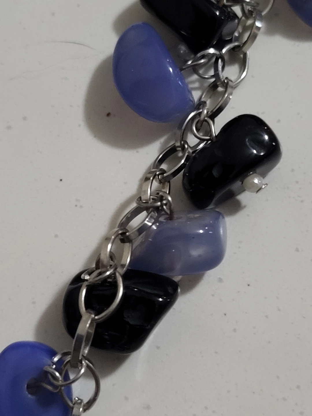 Charm Bracelet with Blue and Black Stones - photo 2