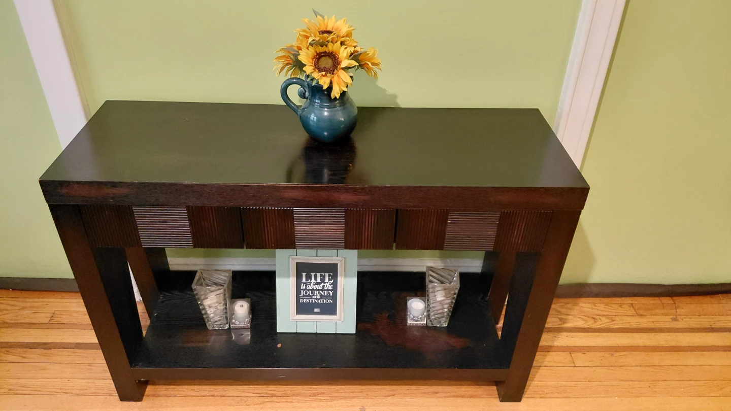 Dark Wood Console Table with Drawers