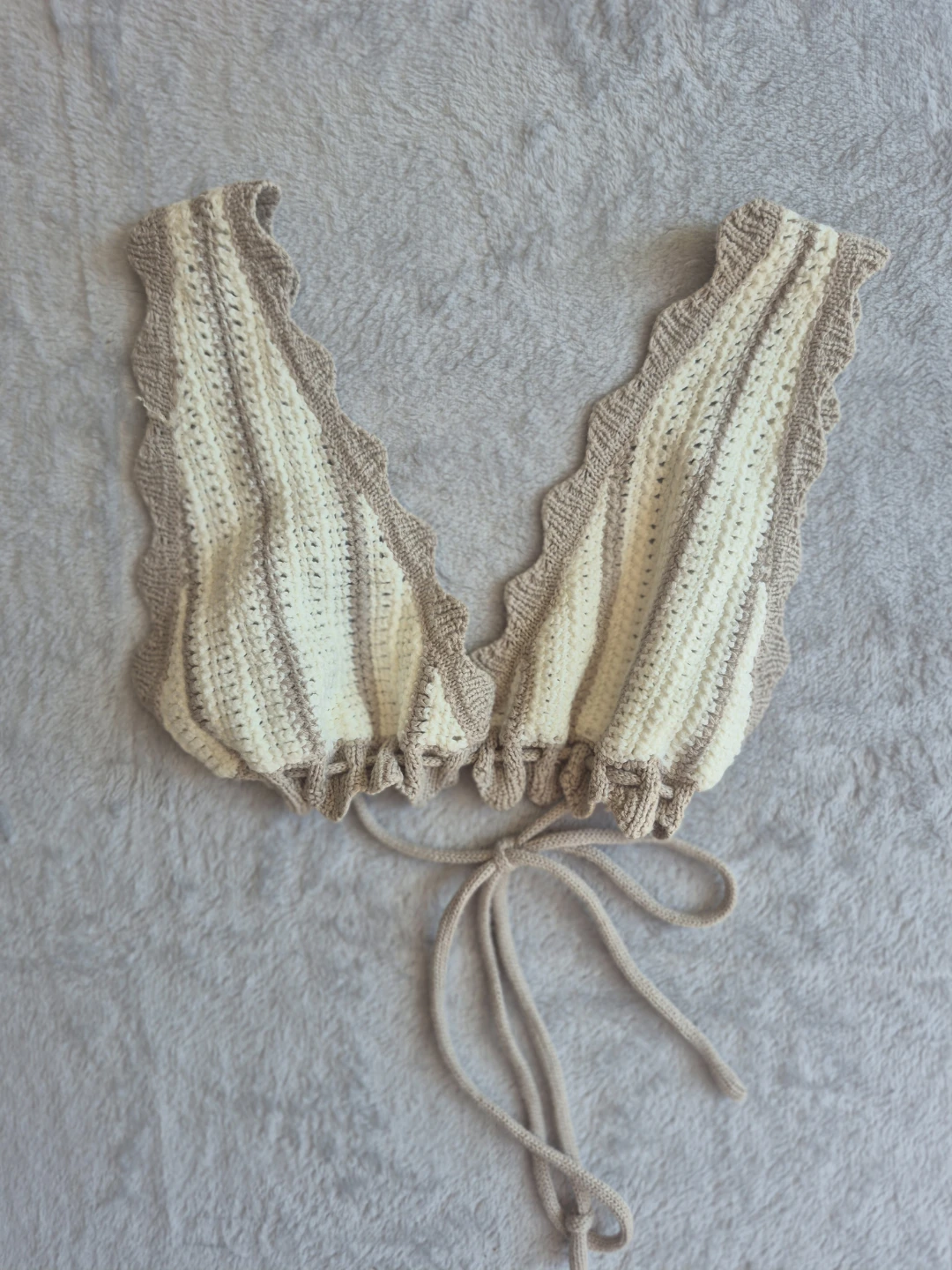 Meshki XS Crocheted Bikini Top - Cream/Tan