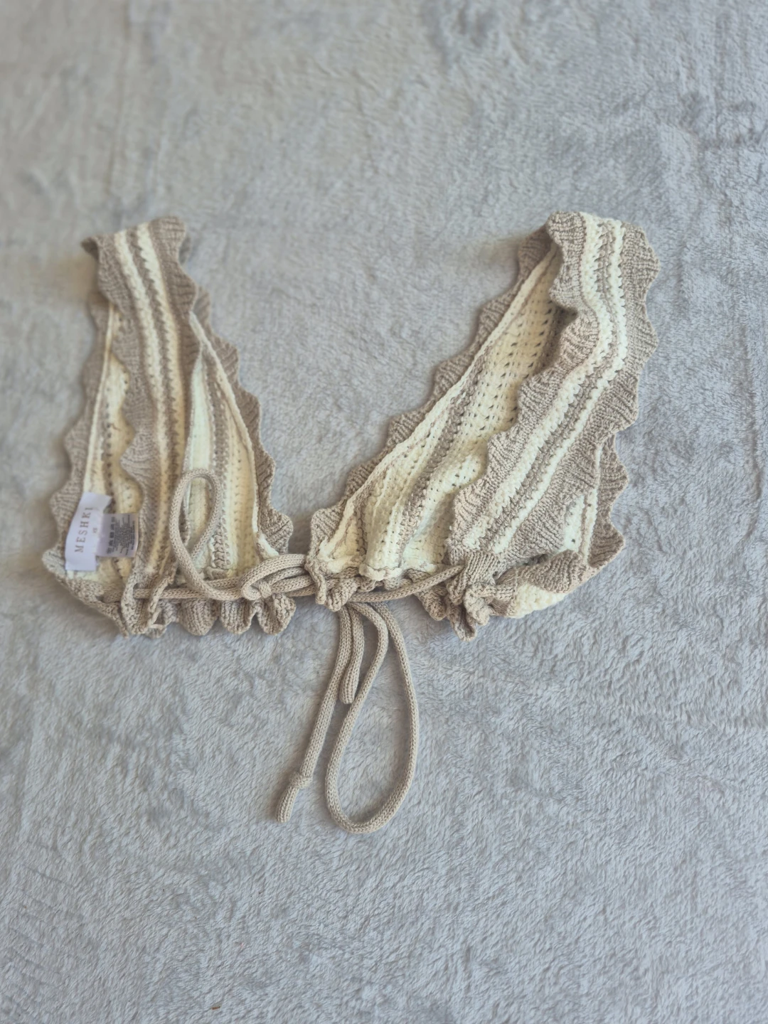 Meshki XS Crocheted Bikini Top - Cream/Tan - photo 5