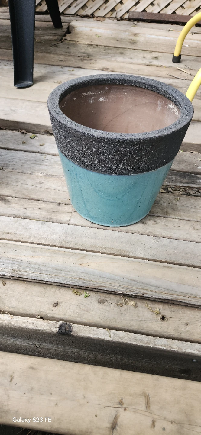 Teal and Black Ceramic Planter - photo 2