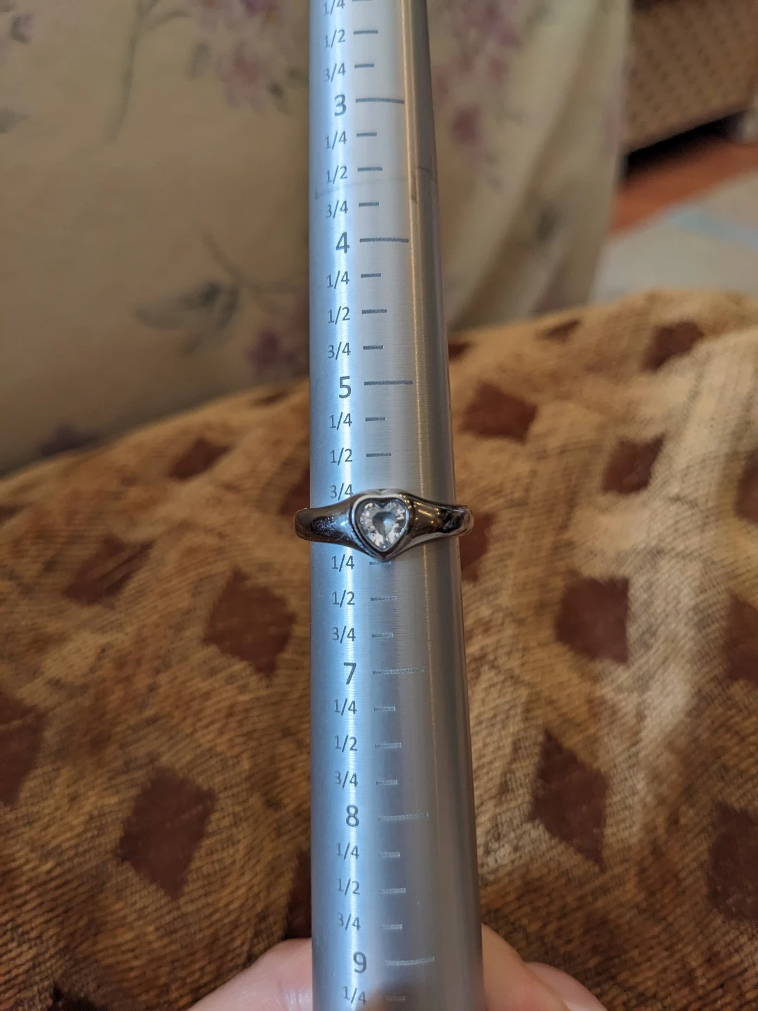 Size 6 Titanium Steel Heart-Shaped Stone Ring - photo 5