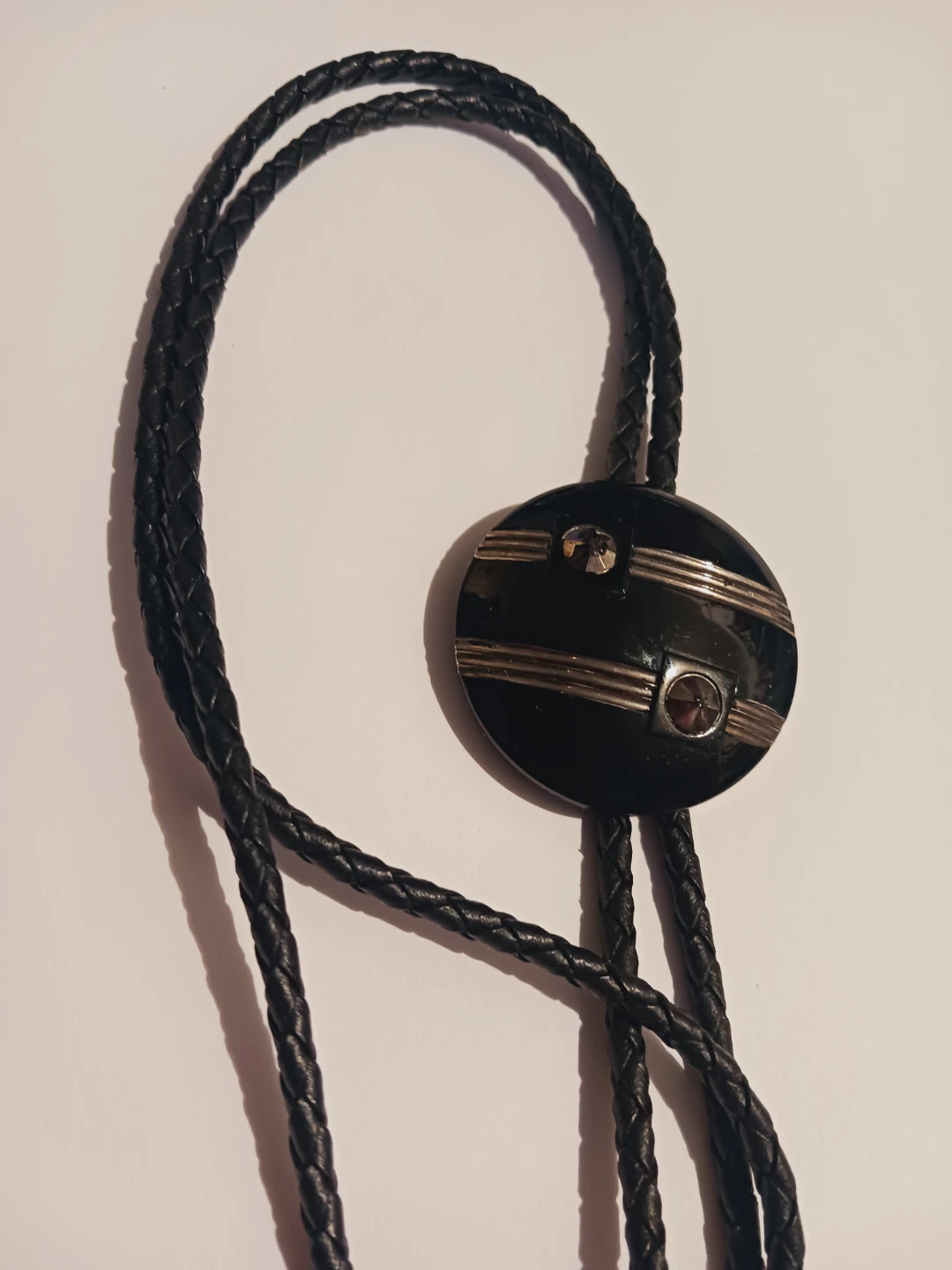 Black Enamel  Bolo Tie with Silver Accents - photo 3