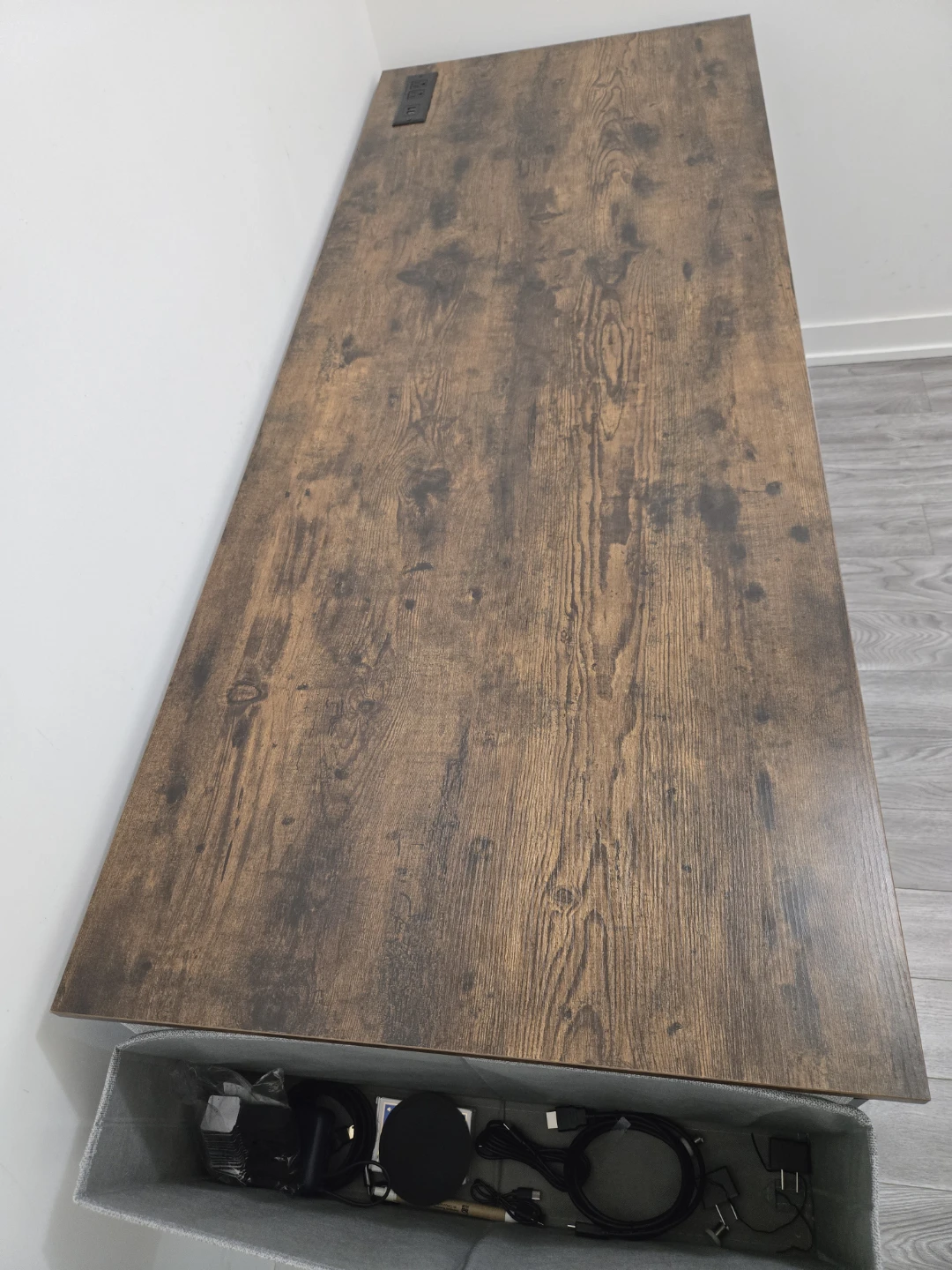 5ft Wood and Metal Office Desk with Built-in Power - photo 3