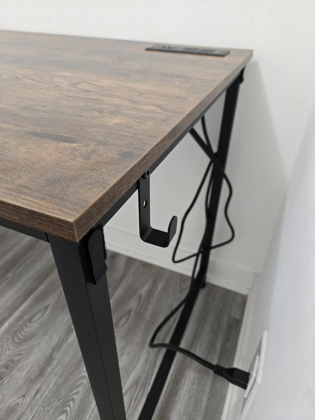 5ft Wood and Metal Office Desk with Built-in Power - photo 5
