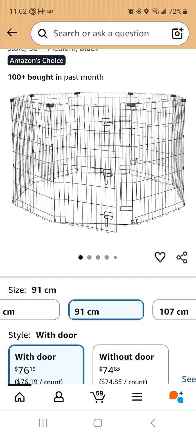 8 Panel Pet Playpen - 91 cm Height, Black