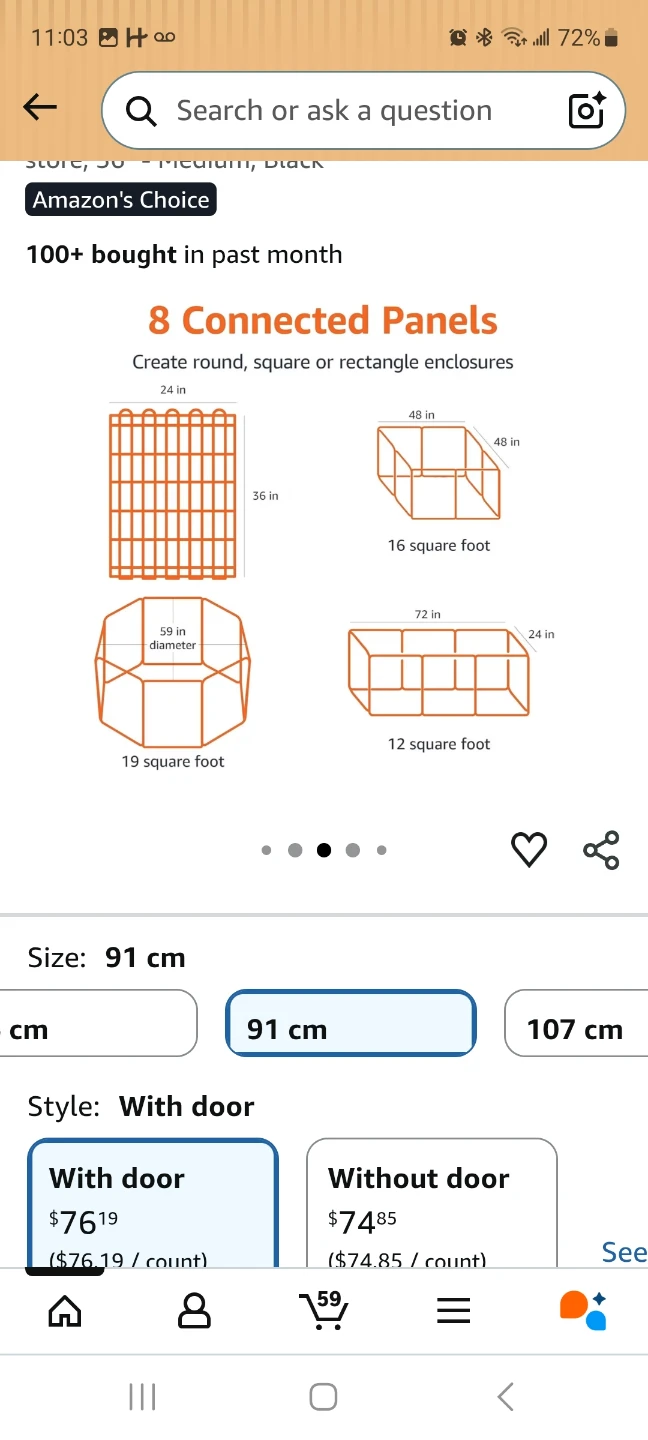 8 Panel Pet Playpen - 91 cm Height, Black - photo 2