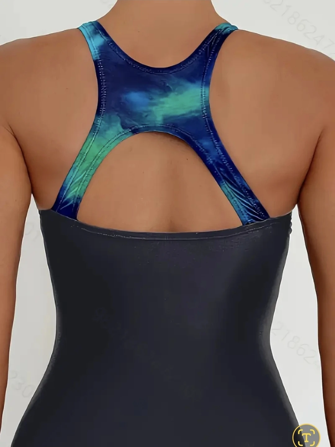 Women's One-Piece Swimsuit - Navy & Green Tie-Dye - photo 5